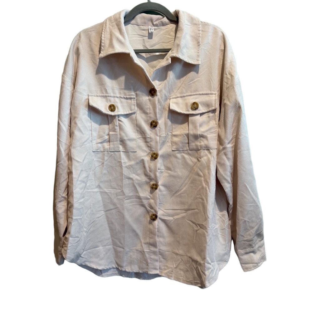 Beyove Womens Size L Corduroy Cream‎ Shacket